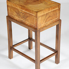 Antique Maple Box with Rope Pattern Multi-Wood Inlays on Custom Stand 