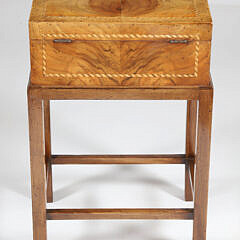 Antique Maple Box with Rope Pattern Multi-Wood Inlays on Custom Stand 
