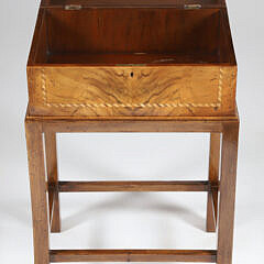 Antique Maple Box with Rope Pattern Multi-Wood Inlays on Custom Stand 