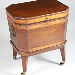 English Mahogany Cellarette with Tiger Maple Band Inlay, 19th Century