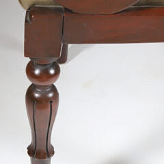American Empire Mahogany Leather Seat Open Armchair, 19th Century