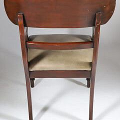 American Empire Mahogany Leather Seat Open Armchair, 19th Century