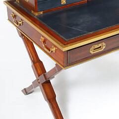 Ralph Lauren Brass Trimmed Mahogany Campaign Style Desk
