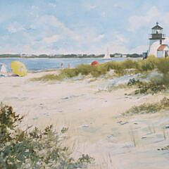 Ray Ellis Watercolor on Paper “View of Brant Point in the Summer”