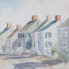 Doris Riker Beer Watercolor on Paper “Nantucket Street Scene”