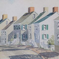 Doris Riker Beer Watercolor on Paper “Nantucket Street Scene”