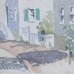 Doris Riker Beer Watercolor on Paper “Nantucket Street Scene”