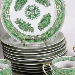 Japanese Green Fitzhugh Style Dinner Service for Twelve