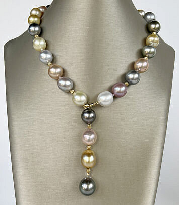 42798 Baroque South Sea Pearl Lariat Necklace A