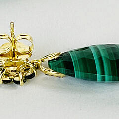 Pair of Malachite, Green Topaz and Diamond Pendant Earrings