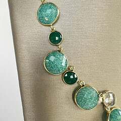 Faceted Amazonite, Green Onyx and Crystal Quartz Necklace