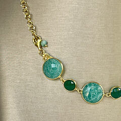 Faceted Amazonite, Green Onyx and Crystal Quartz Necklace
