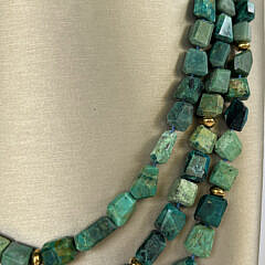 Malachite-Asurite Three Strand Necklace