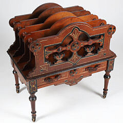 Eastlake Ebonized and Parcel Gilt Walnut Canterbury, 19th Century
