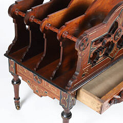 Eastlake Ebonized and Parcel Gilt Walnut Canterbury, 19th Century
