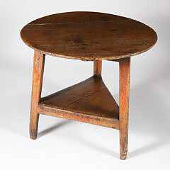 English Pine Cricket Pub Table with Circular Top, early 19th Century