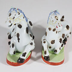 Pair of Mottahedeh Chinese Export Style Porcelain Horses