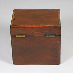 English Mahogany Band Inlaid Single Compartment Tea Caddy, 19th Century