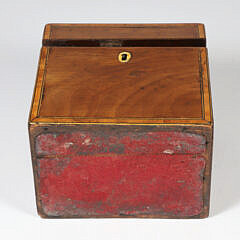 English Mahogany Band Inlaid Single Compartment Tea Caddy, 19th Century