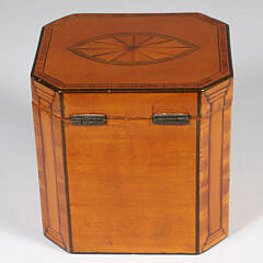 Octagonal Mahogany Multi-Wood Inlaid Tea Caddy