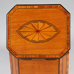 Octagonal Mahogany Multi-Wood Inlaid Tea Caddy