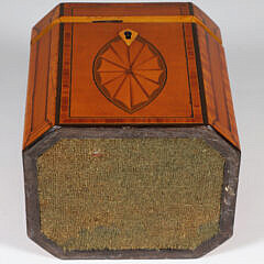 Octagonal Mahogany Multi-Wood Inlaid Tea Caddy