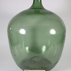 Vintage Green Glass Demijohn Bottle 