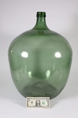 Vintage Green Glass Demijohn Bottle 