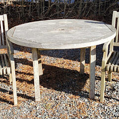 Round Teak Wood Table and Two Chairs