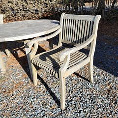 Round Teakwood Breakfast Table and Two Armchairs