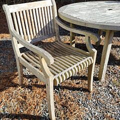 Round Teakwood Breakfast Table and Two Armchairs