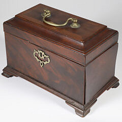 English Mahogany Triple Compartment Tea Caddy, 19th Century