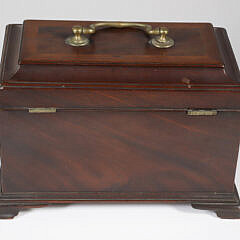 English Mahogany Triple Compartment Tea Caddy, 19th Century