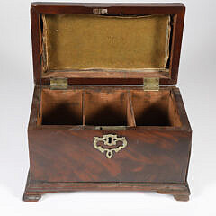 English Mahogany Triple Compartment Tea Caddy, 19th Century