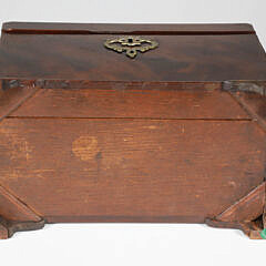 English Mahogany Triple Compartment Tea Caddy, 19th Century