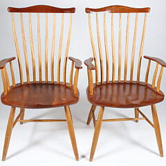 59-5490 Pair Steven Swift Cherrywood Ash + Arm Chairs A_IMG_9612 2