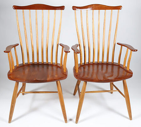 59-5490 Pair Steven Swift Cherrywood Ash + Arm Chairs A_IMG_9612 2