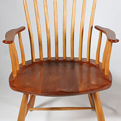 Pair of Signed Stephen Swift Cherrywood and Ash Armchairs, circa 1989