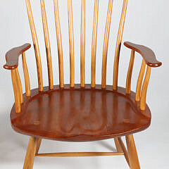 Pair of Signed Stephen Swift Cherrywood and Ash Armchairs, circa 1989