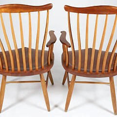 Pair of Signed Stephen Swift Cherrywood and Ash Armchairs, circa 1989