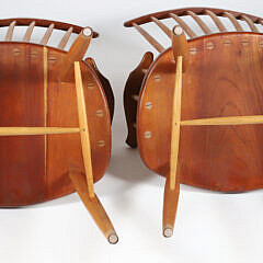 Pair of Signed Stephen Swift Cherrywood and Ash Armchairs, circa 1989