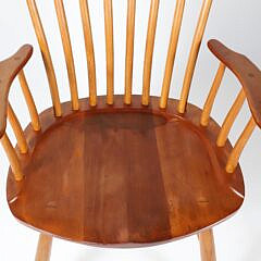 Pair of Signed Stephen Swift Cherrywood and Ash Armchairs, circa 1989