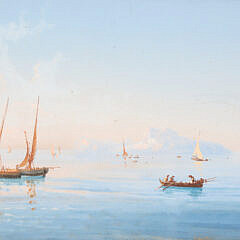 Miniature Italian Gouache "Seascape", 20th Century