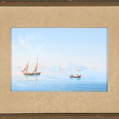 Miniature Italian Gouache “Seascape”, 20th Century