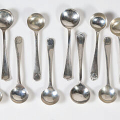 Sixteen Assembled Sterling Silver Salt Spoons