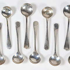 Sixteen Assembled Sterling Silver Salt Spoons