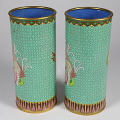 Pair of Vintage Asian Cloisonne Brush Pots 