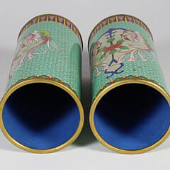 Pair of Vintage Asian Cloisonne Brush Pots 