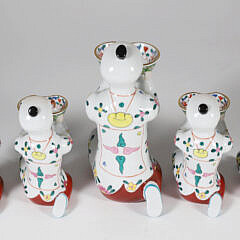 Collection of Five Herend Chinese Mandarin Kneeling Men Salt Bearer Bowl Figurines
