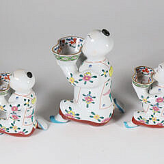 Collection of Five Herend Chinese Mandarin Kneeling Men Salt Bearer Bowl Figurines